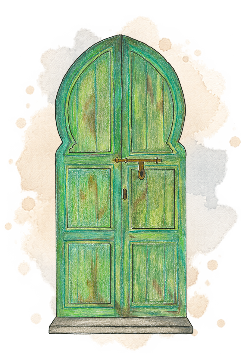 Hand-drawn door of Beit Nizam